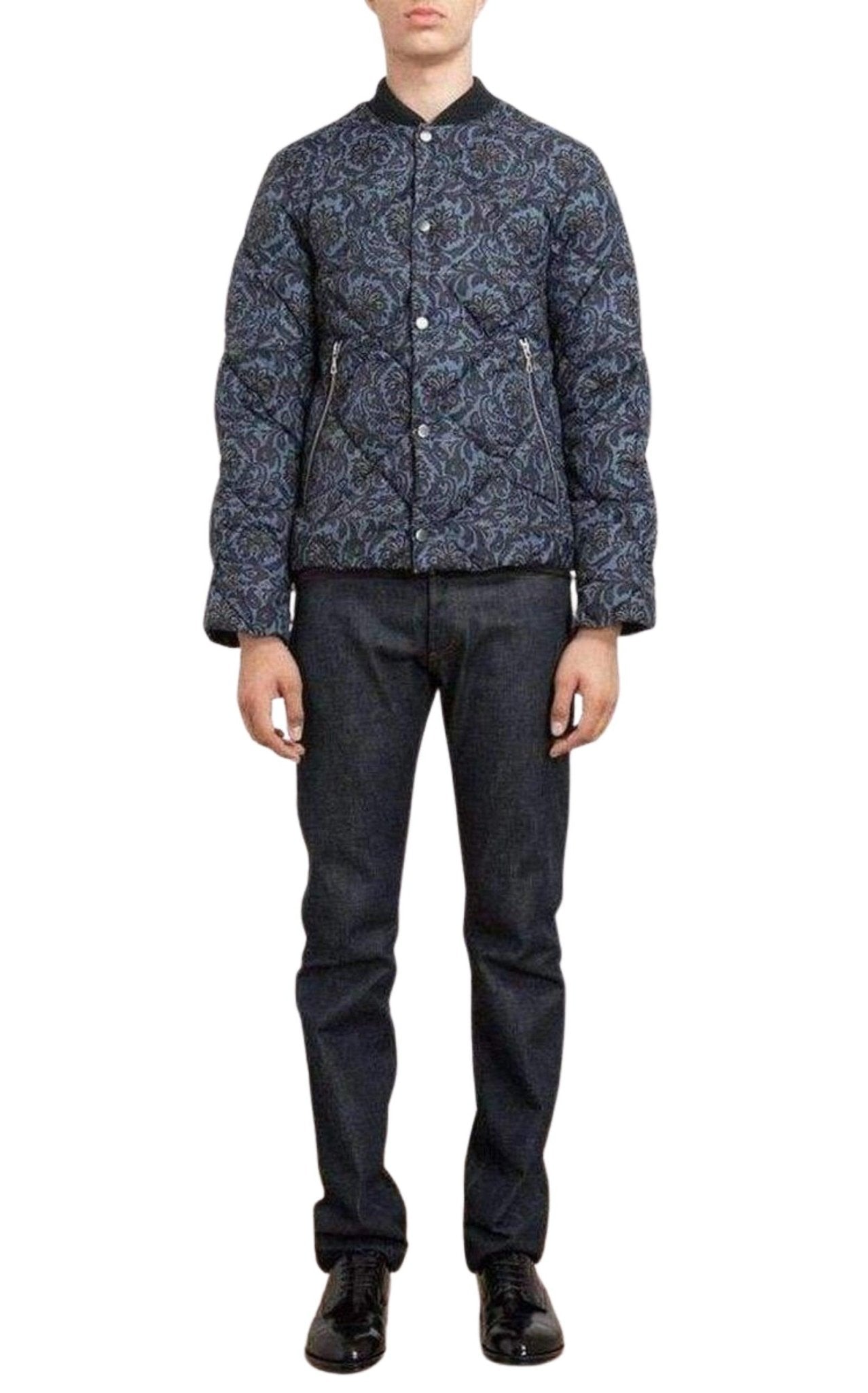 Dries Van Noten Blue Paisley Quilted Jacket