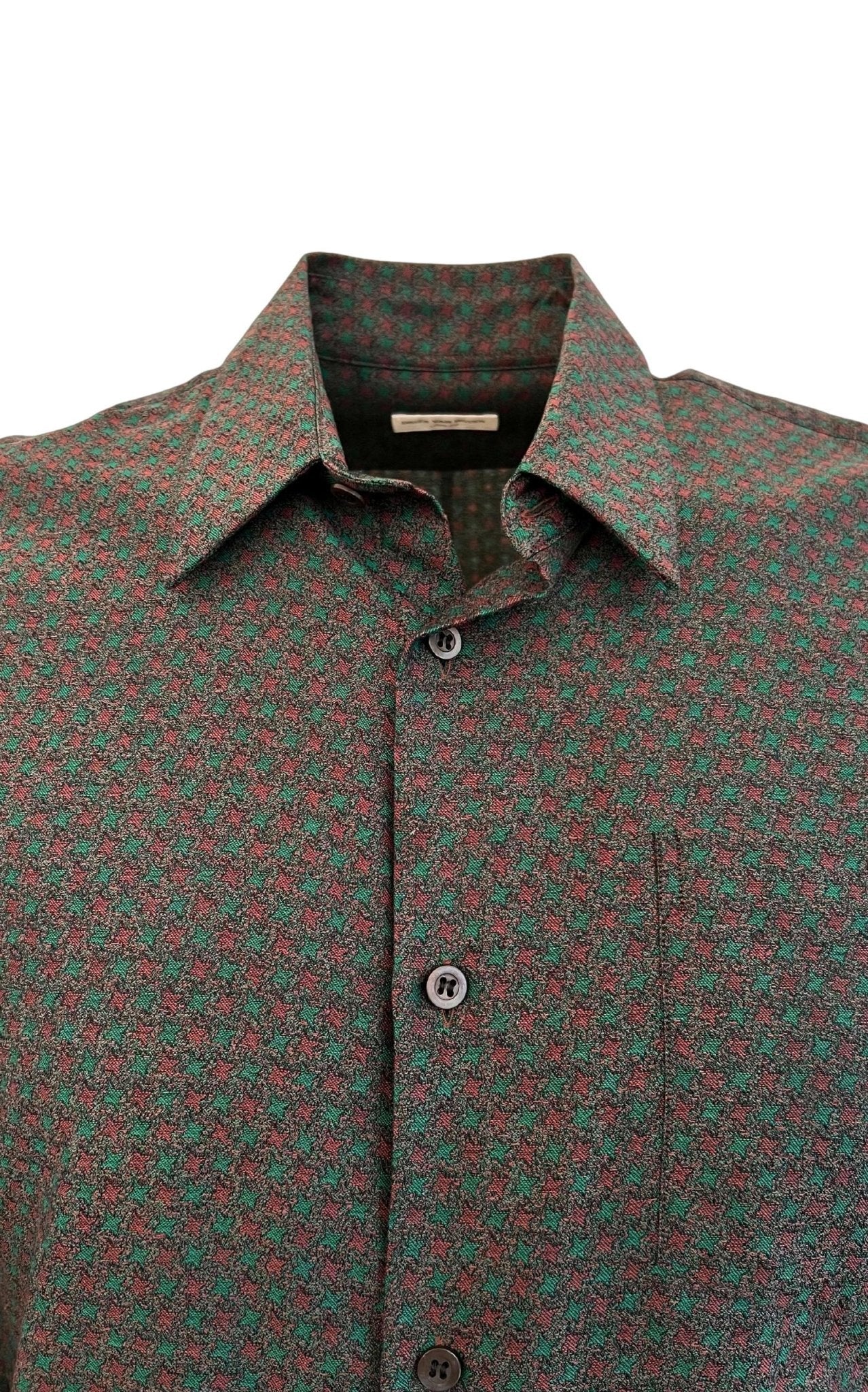 Dries Van Noten Curley Print Green Cotton Shirt - Runway Catalog