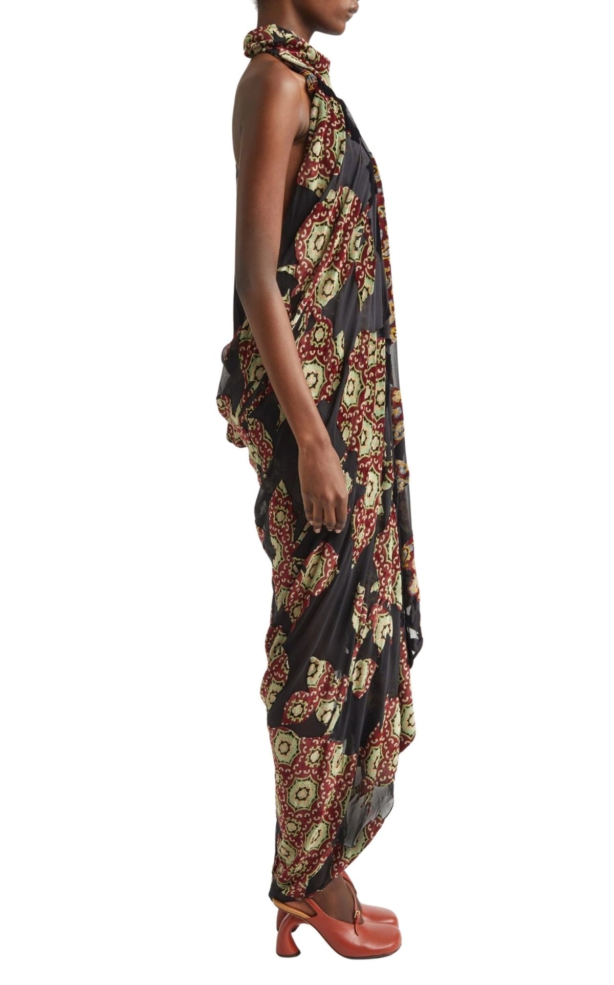 Dries Van Noten Dingo Asymmetric Velvet Devoré Dress - Runway Catalog