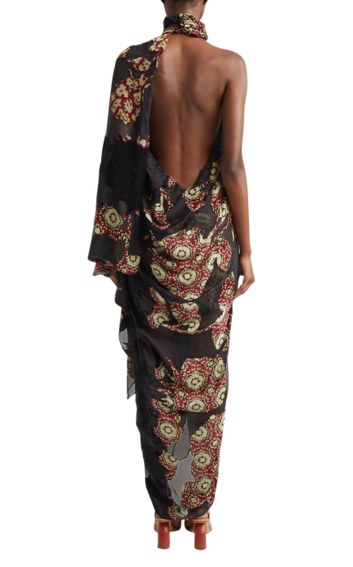 Dries Van Noten Dingo Asymmetric Velvet Devoré Dress - Runway Catalog