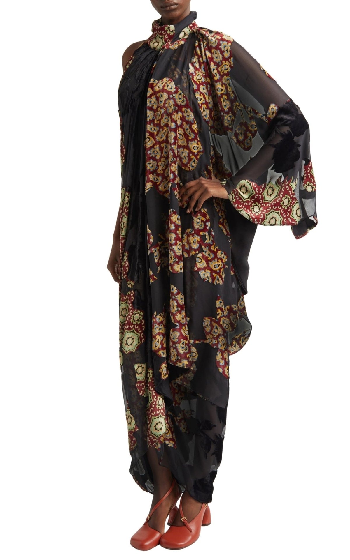 Dries Van Noten Dingo Asymmetric Velvet Devoré Dress - Runway Catalog