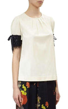 Dries Van Noten Embellished Sleeve Cotton Blend Top - Runway Catalog