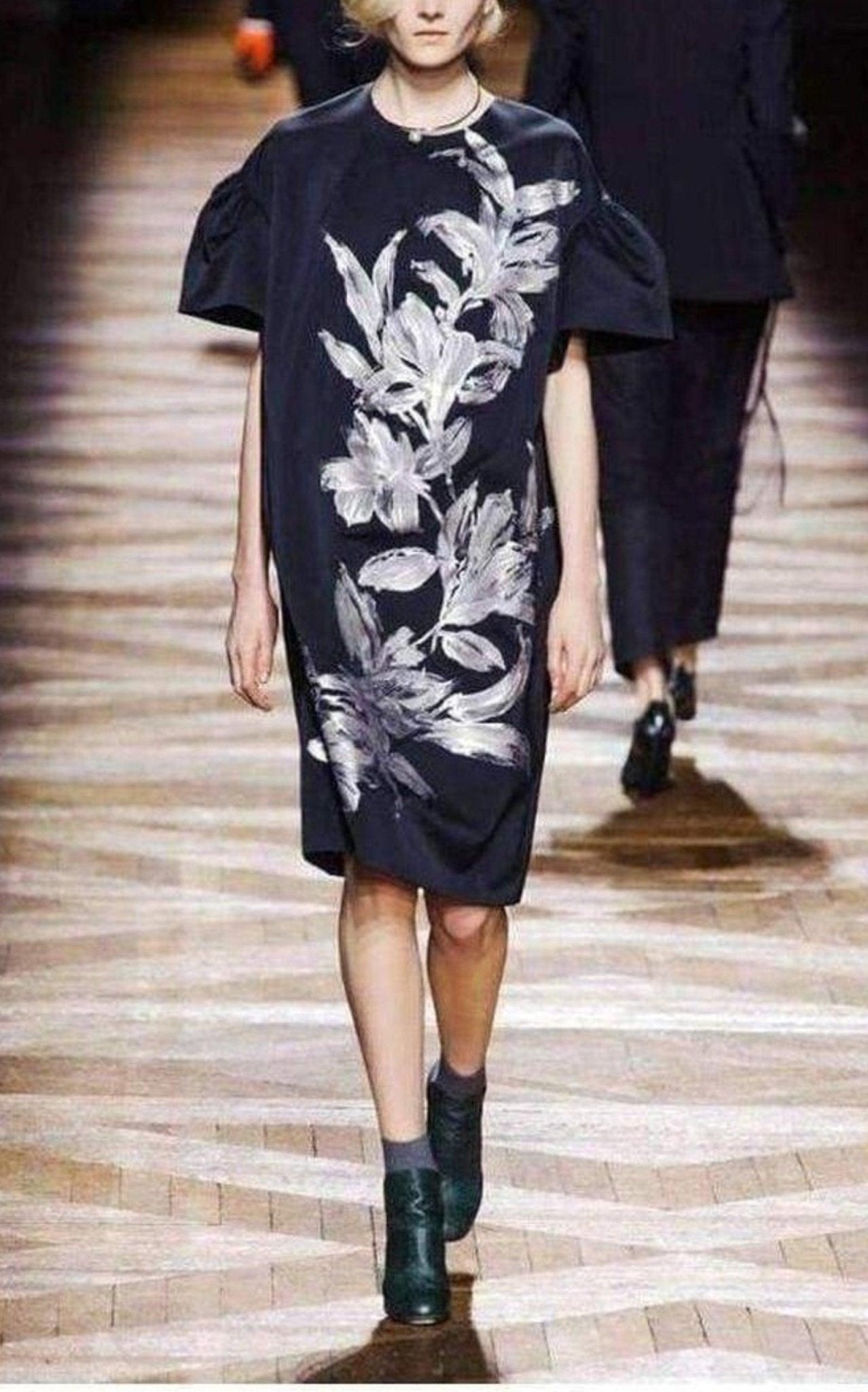 Dries Van Noten Floral Motif Silk Blend Dress