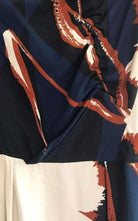 Dries Van Noten Navy Crepe Abstract Print Dress - Runway Catalog