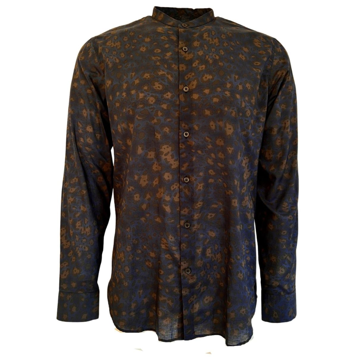 Dries Van Noten Navy Print Cotton Shirt - Runway Catalog