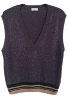 Dries Van Noten Purple Lurex V - neck Sleeveless Top - Runway Catalog