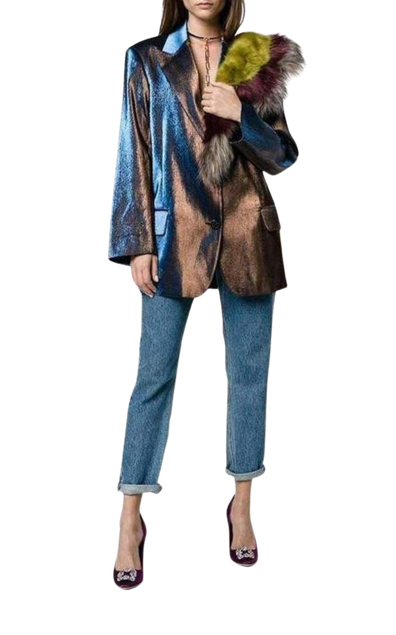 Dries Van Noten Zweifarbiger Lamé-Blazer – Laufsteg-Katalog