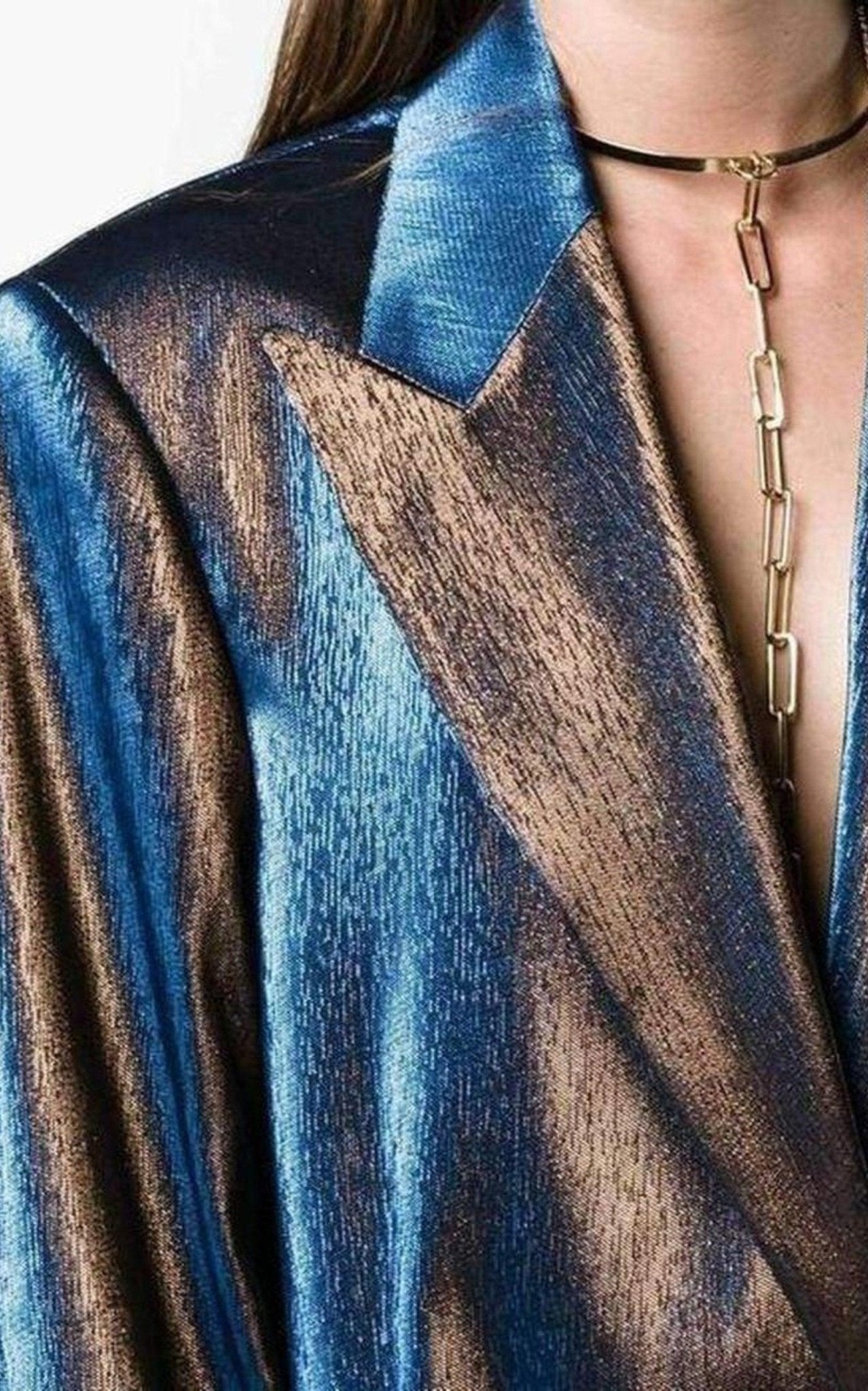 Dries Van Noten Zweifarbiger Lamé-Blazer – Laufsteg-Katalog