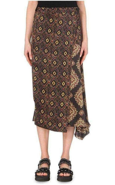 DRIES VAN NOTEN/花柄レギンス/size M/ブラック×ブラウン Dries Van Noten Wrap Silk Blend Skirt – Runway Catalog