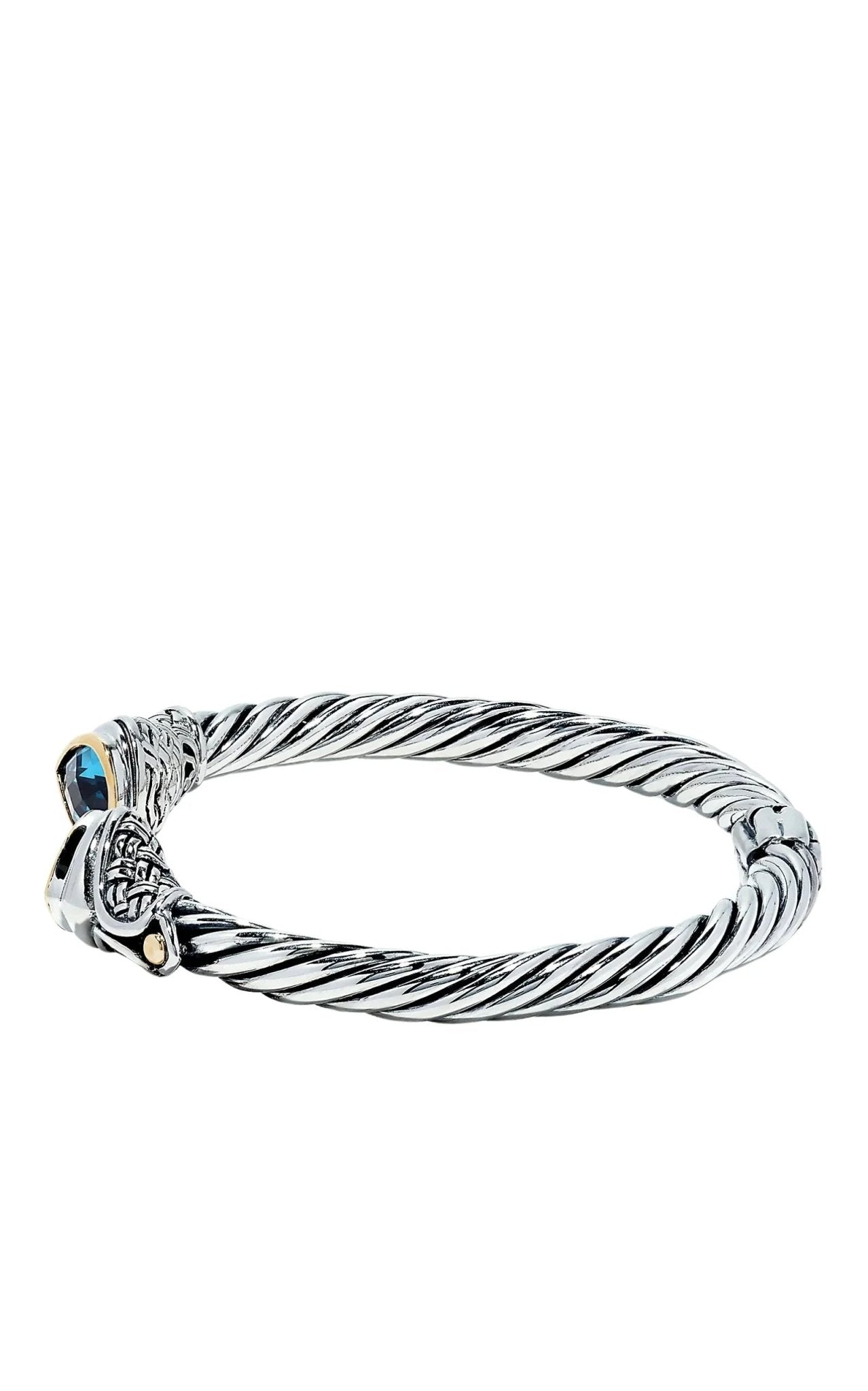 Effy 925 Sterling Silver & 18K Gold Blue Accented Topaz Bangle, 5.20 TCW - Runway Catalog