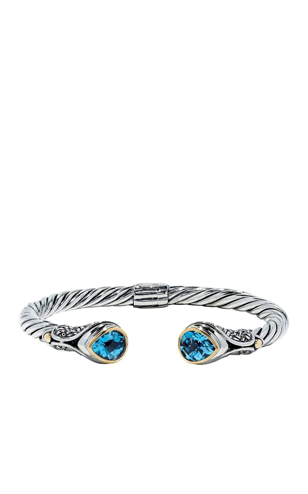 Effy 925 Sterling Silver & 18K Gold Blue Accented Topaz Bangle, 5.20 TCW - Runway Catalog