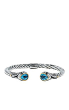 Effy 925 Sterling Silver & 18K Gold Blue Accented Topaz Bangle, 5.20 TCW - Runway Catalog