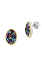 Effy Diamond and 5 Gem Stud Earrings - Silver and Gold - Runway Catalog