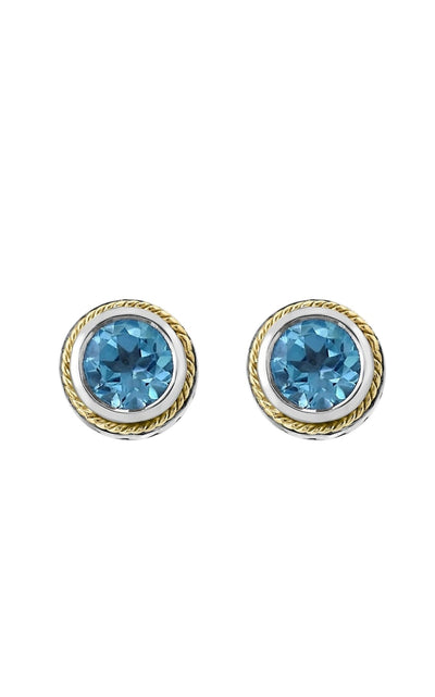 Effy Sterling Silver, 18K Yellow Gold & Blue Topaz Stud Earrings - Runway Catalog
