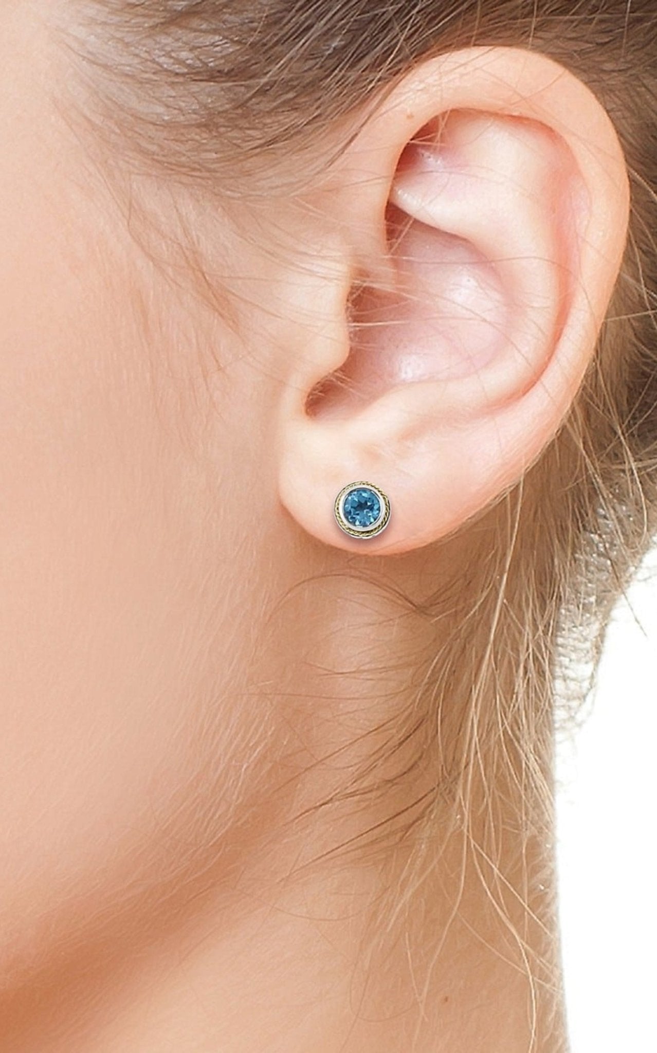 Effy Sterling Silver, 18K Yellow Gold & Blue Topaz Stud Earrings - Runway Catalog