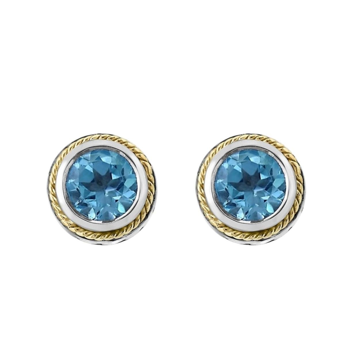 Boucles d'oreilles Effy en argent sterling, or jaune 18 carats et topaze bleue - Catalogue Runway