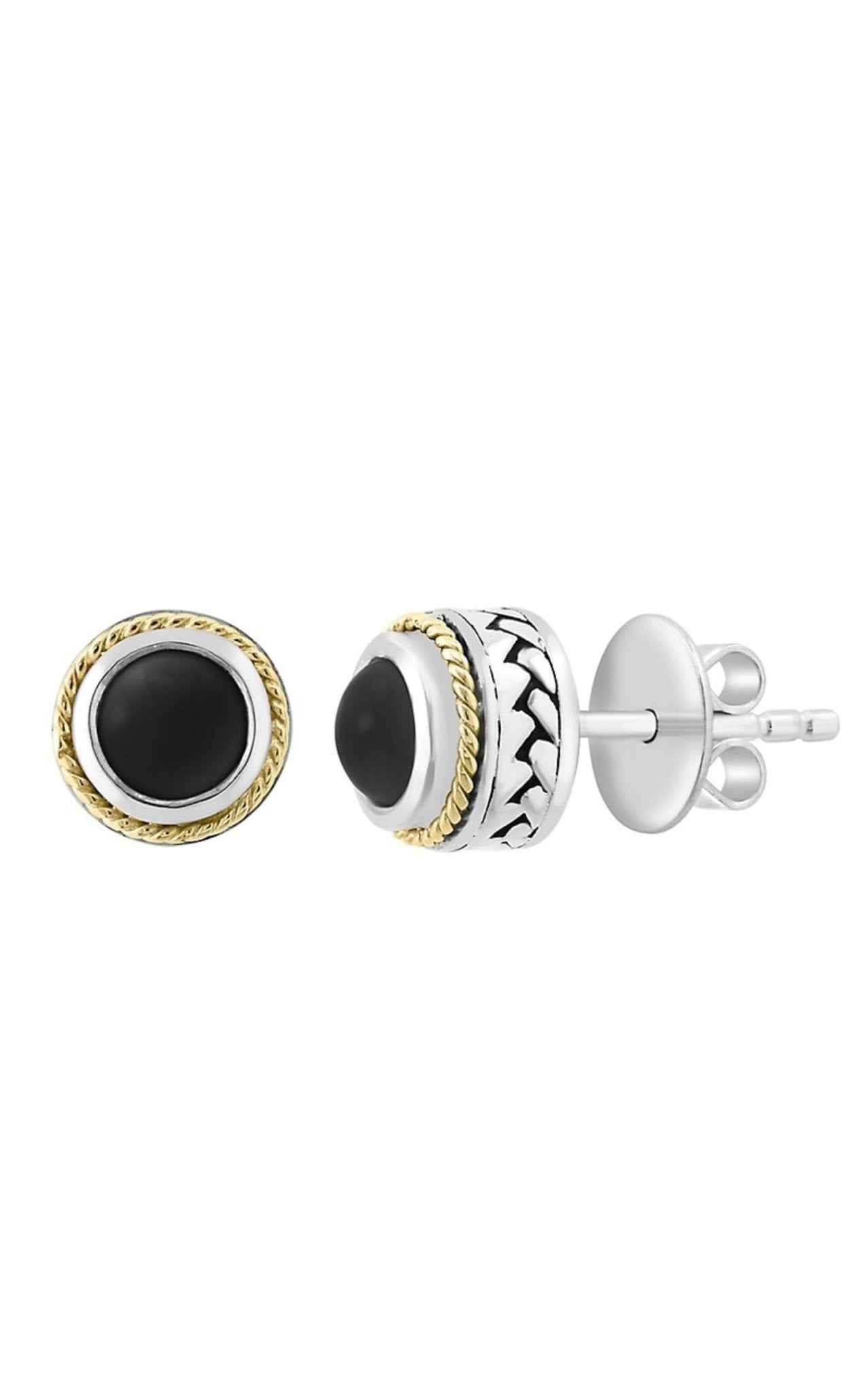 Effy Sterling Silver, 18K Yellow Gold & Onyx Stud Earrings - Runway Catalog