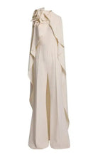 Elie Saab powder white cape detailed cady evening jumpsuit