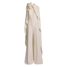 Elie Saab powder white cape detailed cady evening jumpsuit
