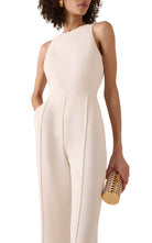 Elie Saab powder white cape detailed cady evening jumpsuit