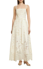 Elie Saab eyelet embroidered cotton-blend midi dress with scalloped hem