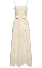 Elie Saab eyelet embroidered cotton-blend midi dress with scalloped hem
