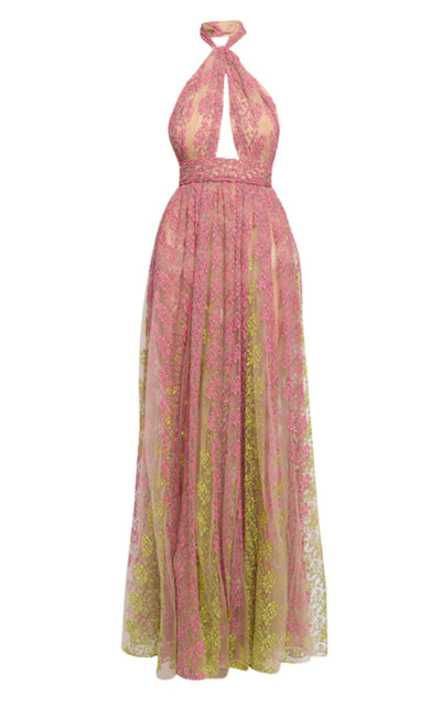 Elie Saab Floral Embroidery Tulle Floral Gown - Runway Catalog