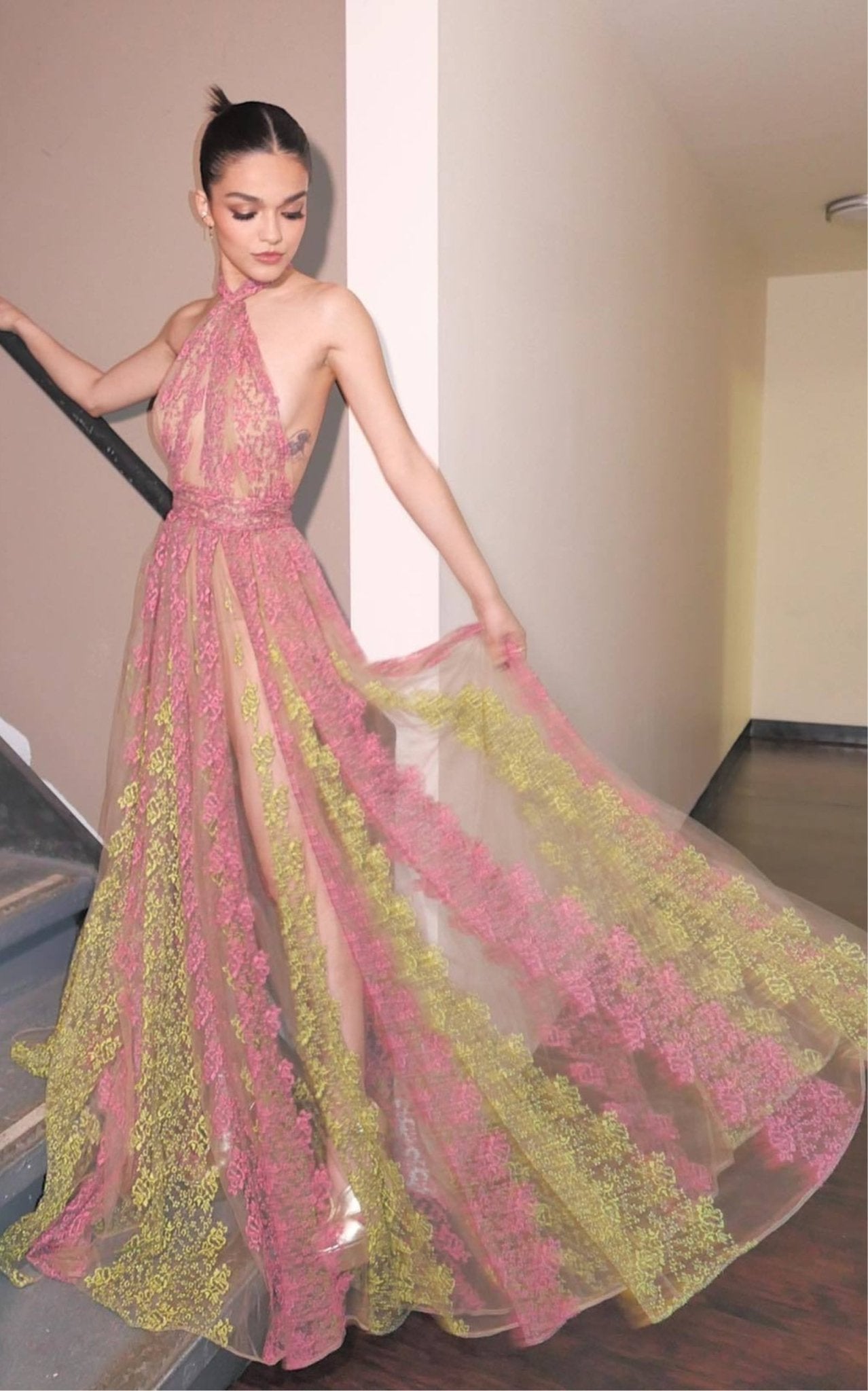 Elie Saab Floral Embroidery Tulle Floral Gown - Runway Catalog