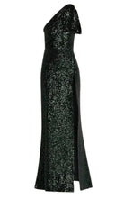 Elie Saab Green Sequinned Velvet One - Shoulder Dress - Runway Catalog