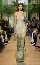 Elie Saab Oasis sequin printed mermaid evening gown with open back
