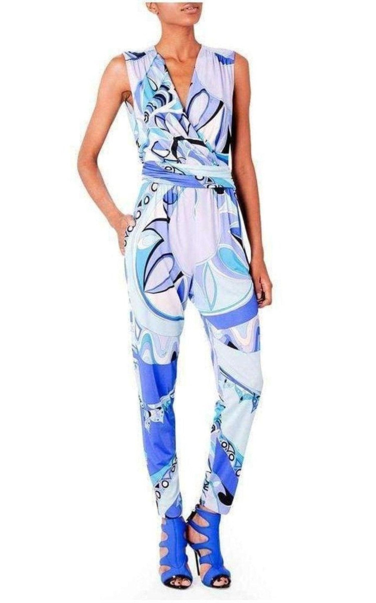Emilio Pucci Print Cross Front Jumpsuit