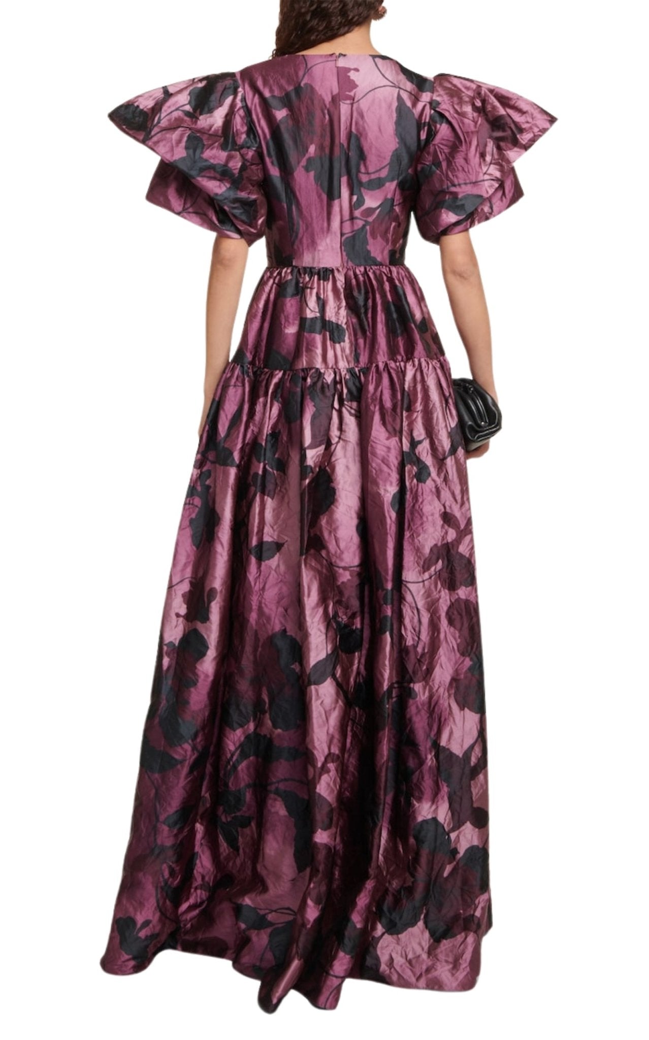 Erdem Purple Floral Satin Gown - Runway Catalog