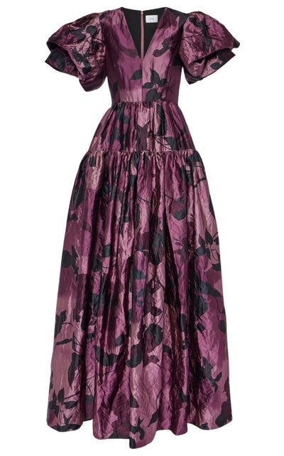 Erdem Purple Floral Satin Gown - Runway Catalog