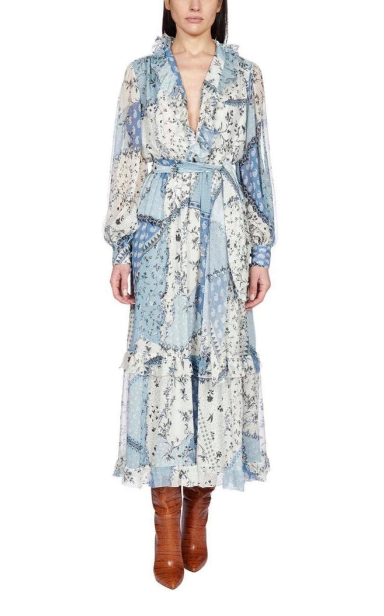 Etro Chio Ruffled Floral-Print Silk-Chiffon Dress