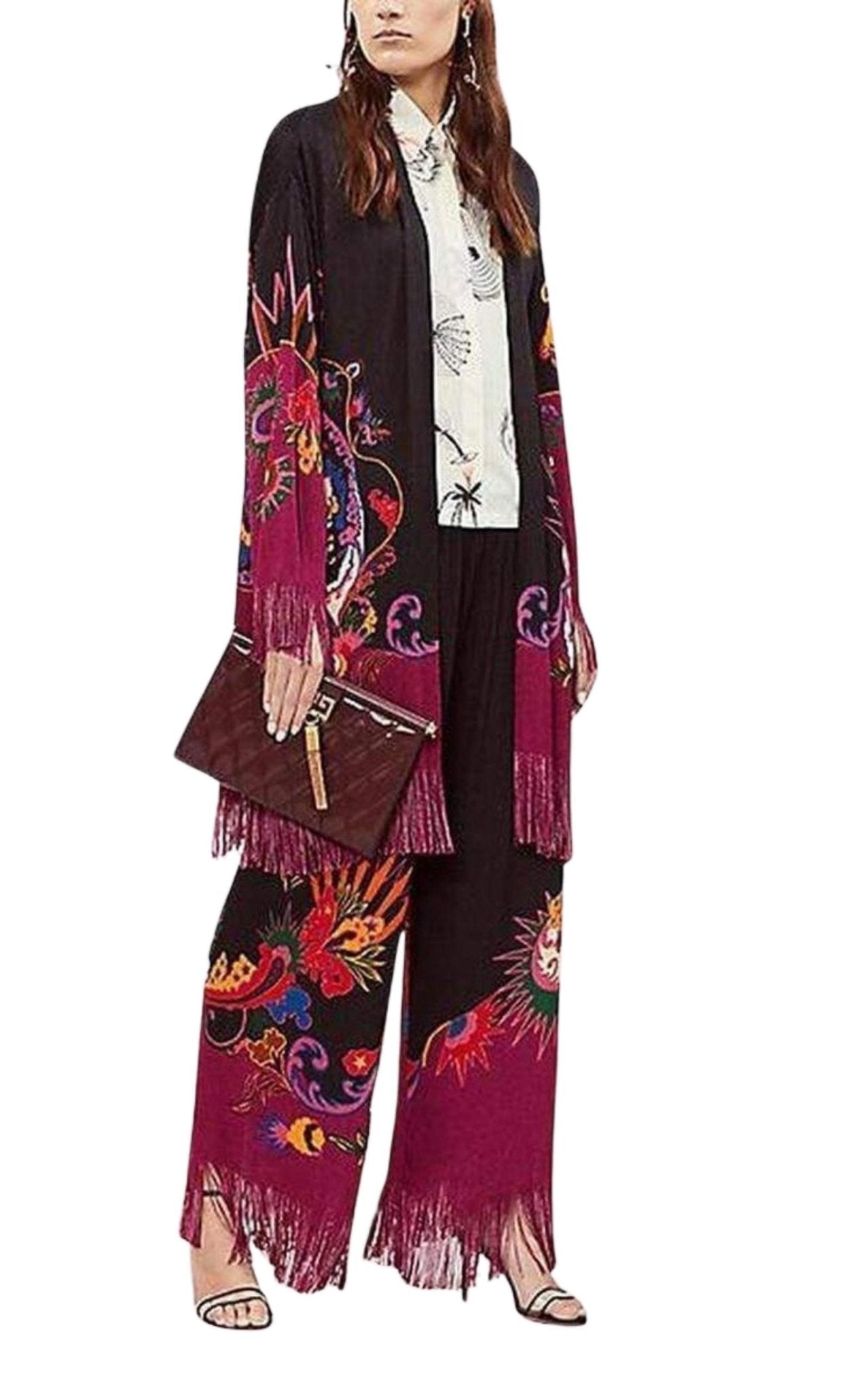 Etro Fringe Jacquard Floral Cardigan Jacket