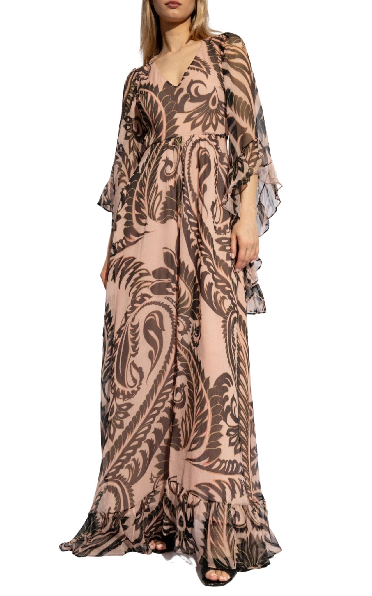 Etro Printed V - neck Silk Dress - Runway Catalog