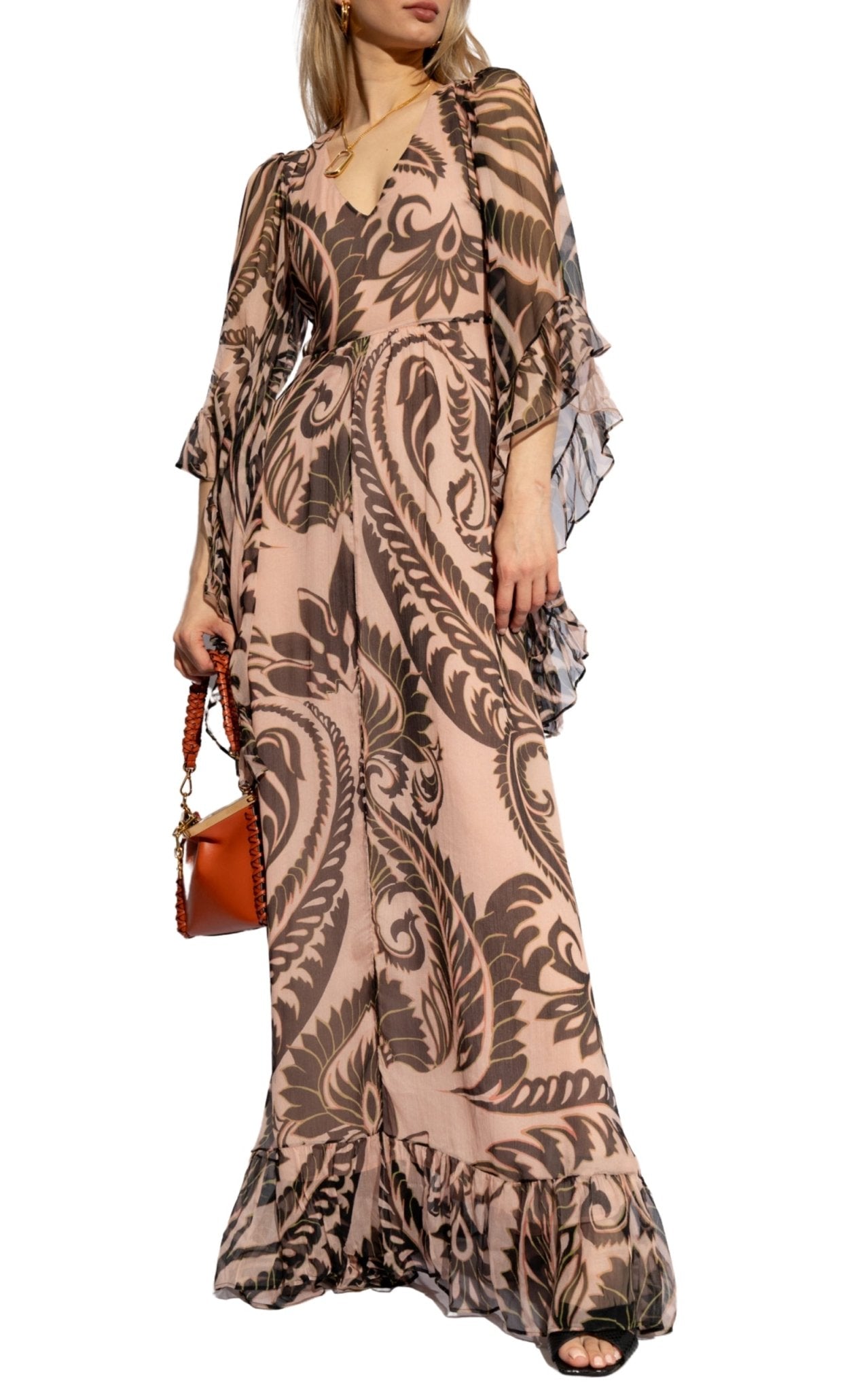 Etro Printed V - neck Silk Dress - Runway Catalog