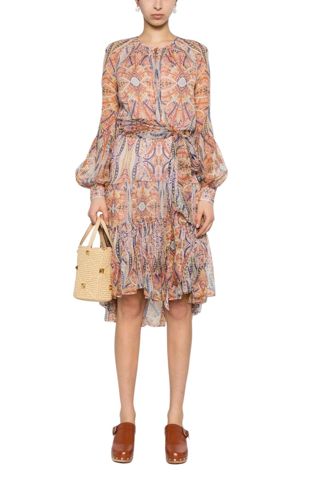 Etro Silk Graphic Print Tiered Dress - Runway Catalog
