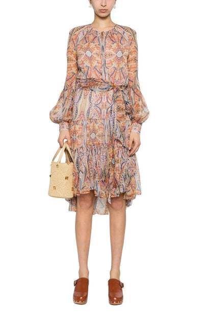 Etro Silk Graphic Print Tiered Dress - Runway Catalog