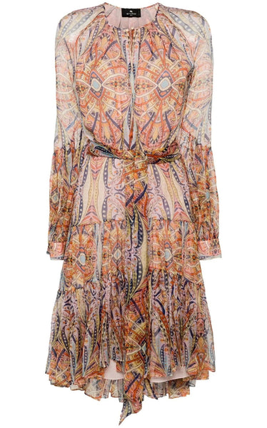 etro silk tiered dress Etro Silk Graphic Print Tiered Dress