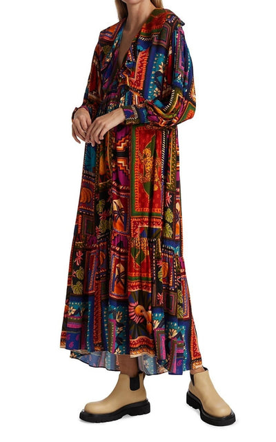 Farm Rio Patchwork Tapestry Ankle Maxi Dress - Runway Catalog