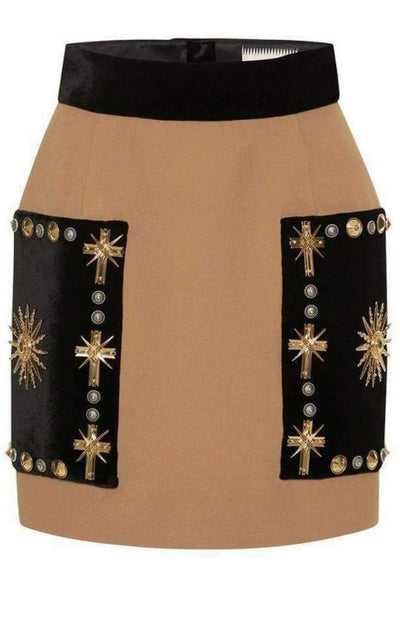 Fausto Puglisi Embellished Velvet Mini Skirt - Runway Catalog