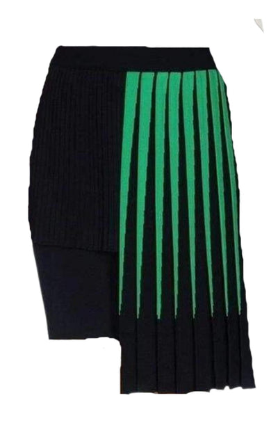 Fausto Puglisi Green Pleated Asymmetrical Skirt - Runway Catalog