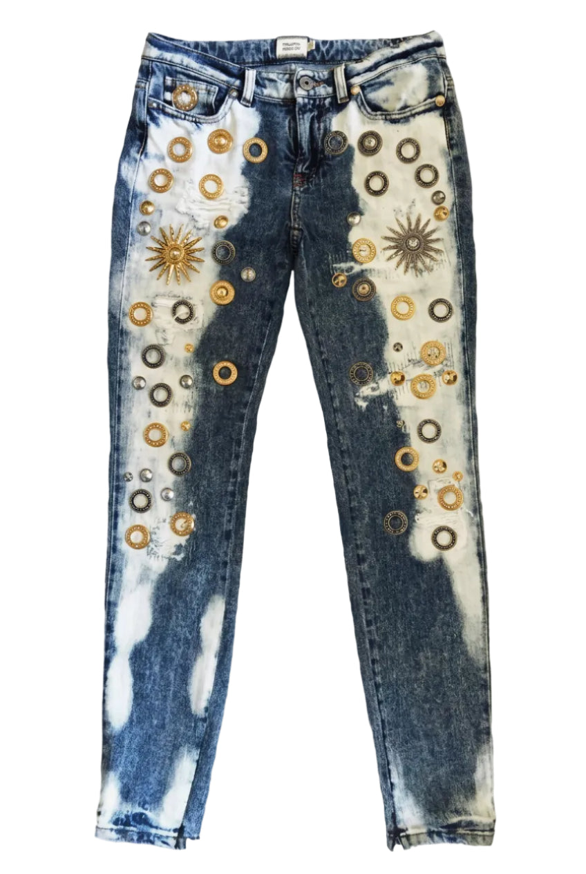 Fausto Puglisi Skinny Metal Embellishment Jeans - Runway Catalog