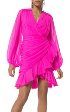 Giambattista Valli Ruched Neon Silk - Chiffon Mini Dress - Runway Catalog