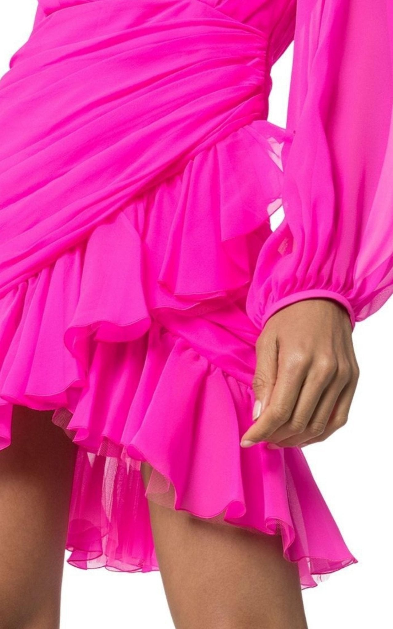 Giambattista Valli Ruched Neon Silk - Chiffon Mini Dress - Runway Catalog