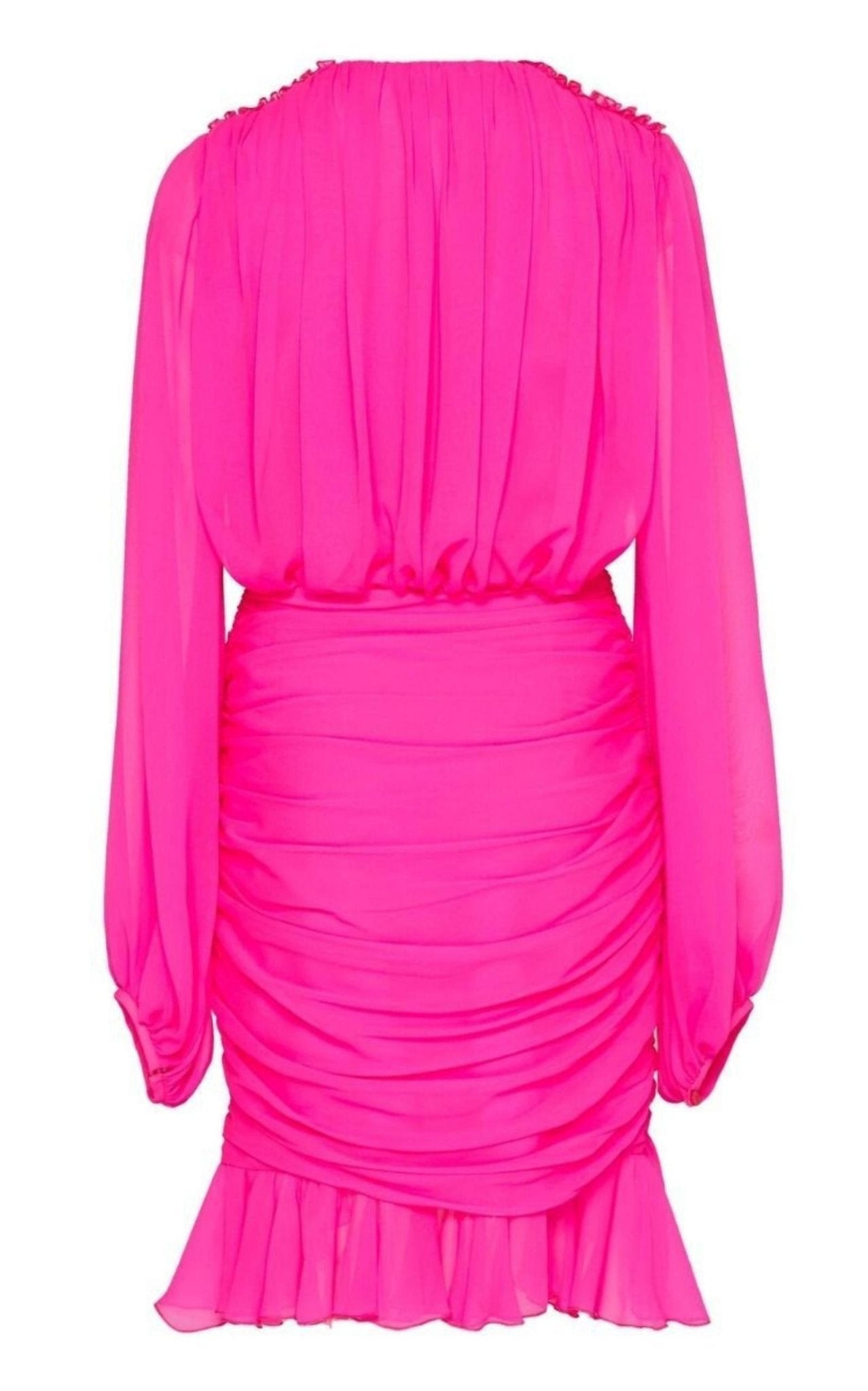 Giambattista Valli Ruched Neon Silk - Chiffon Mini Dress - Runway Catalog