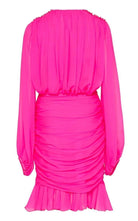 Giambattista Valli Ruched Neon Silk - Chiffon Mini Dress - Runway Catalog