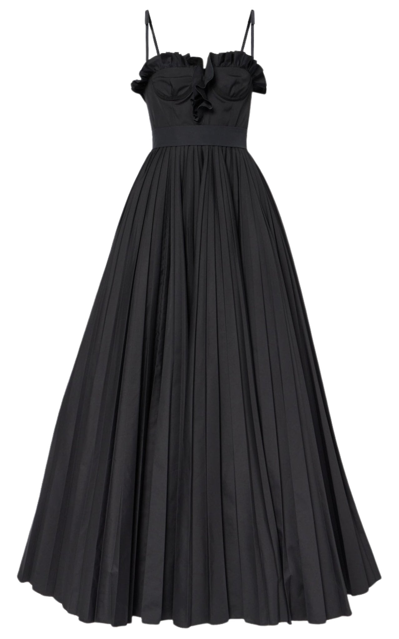 Giambattista Valli Ruched Ruffled Black Cotton Gown - Runway Catalog