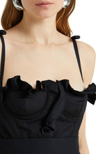 Giambattista Valli Ruched Ruffled Black Cotton Gown - Runway Catalog